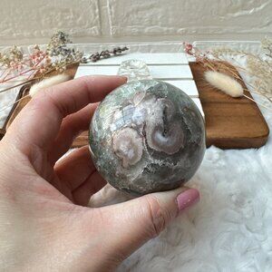 Gorgeous Green Flower Agate Sphere